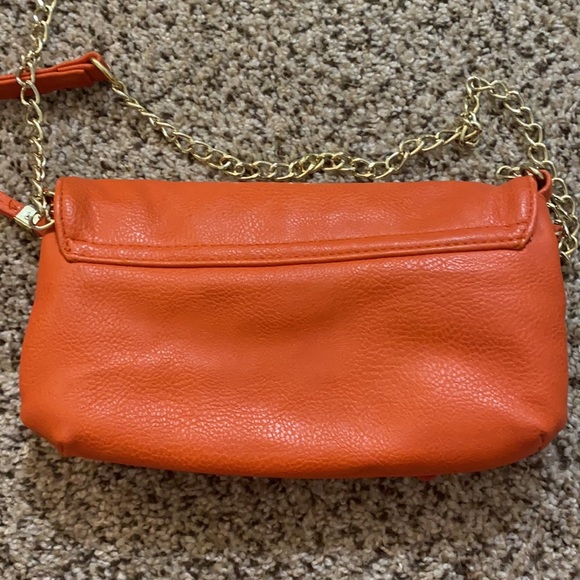 Orange fold over crossbody with gold hardware - gently used - Picture 8 of 11
